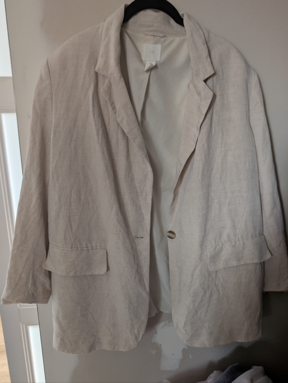 H&M Cream Linen Relaxed Blazer